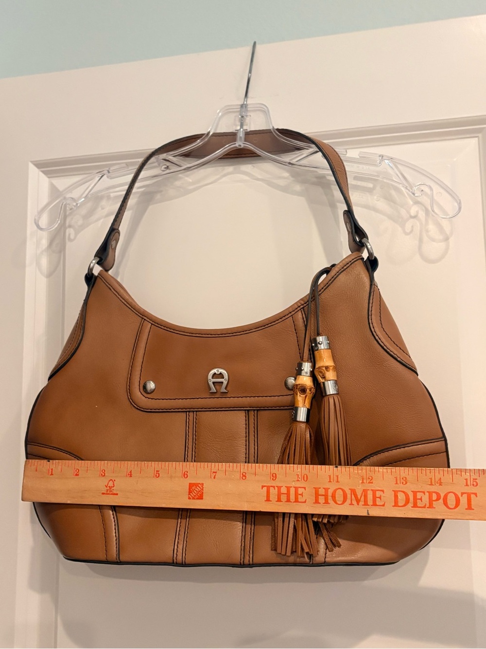 Etienne Aigner Tan Leather Hobo with Tassel Detail - Picture 2 of 8